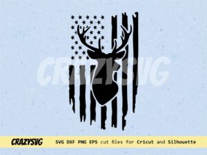 Deer Flag SVG Black Silhouette Cut File Came Cricut