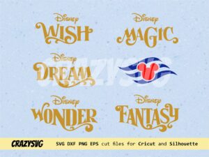 Disney Fantasy, Disney Cruise Ship Cut File, Magic, Wish, Wonder PNG DXF EPS