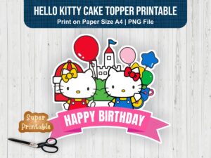 Hello Kitty Cake Topper Printable PNG Digital Download