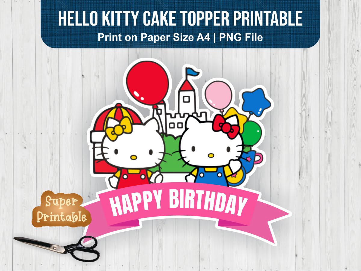 Hello Kitty Cake Topper Printable PNG Digital Download | Vectorency