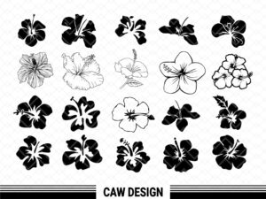 Hibiscus Svg, Hawaii Flower Svg, Hibiscus Stencil Clipart Vector