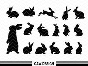 Rabbits Silhouette SVG Bundle, Rabbits Clipart, EPS, PNG
