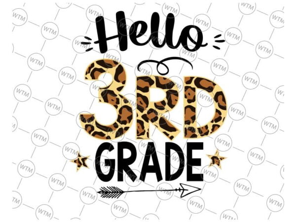VC WTM CV BTS1061 3 Vectorency Hello 3rd Grade Design, Teacher Png, Back to School Png, First Day of School Png, Third Grade Png Design