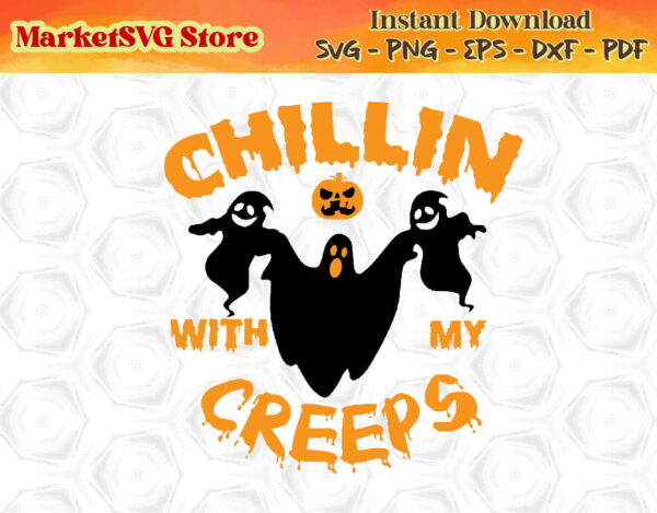WTM 03 01 356 Vectorency Chillin' With My Creeps, Chibi Horror Movies Killers, Cute Scary Friends PNG, INSTANT DOWNLOAD, Sublimation Printing