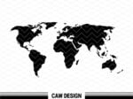 World Map SVG for Cricut, DXF for CNC and Cameo, World Map Stencil