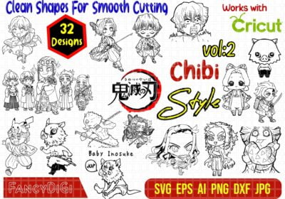 cover 01 2 Vectorency Demon Slayer SVG Bundle, Demon Slayer Chibi Characters SVG EPS Vector