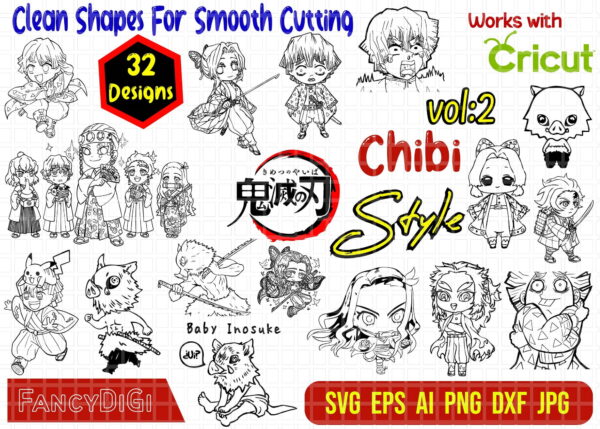cover 01 2 Vectorency Demon Slayer SVG Bundle, Demon Slayer Chibi Characters SVG EPS Vector