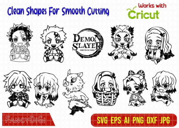 cover 01 Vectorency Demon Slayer SVG Bundle, Demon Slayer Chibi Characters SVG EPS Vector