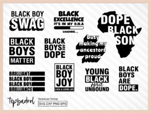 Black Boy Bundle svg, African American Black Child Kids PNG, DXF, EPS Quotes