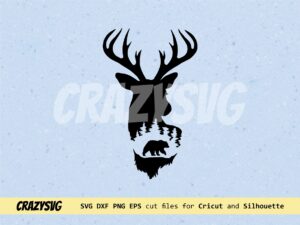 Buck Head Deer SVG, Cricut Cut File, Cameo DXF, PNG Image