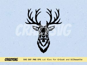 Buck Head Deer SVG, Deer Hunting Silhouette Clipart