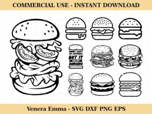 Burger SVG, Juicy Burger Clipart, Juicy Hamburger, Burger Cut File