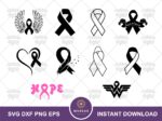 Cancer Ribbon SVG, Awareness Ribbon Clipart, Breast Cancer