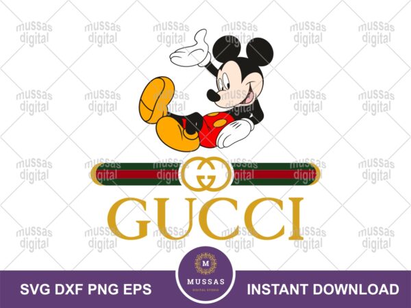 Disney Gucci SVG, Fashion Parody Vector, Funny Gucci Design, Mickey Mouse Gucci