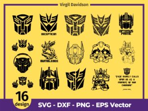 For Cricut, Transformers SVG Bumblebee Cut Files Optimus Prime Autobots Decepticons Megatron