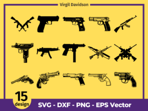 Guns SVG Cut File Bundle, Gun Cricut Files, Gun Silhouettes