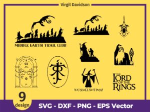 Mordor Gandalf Cut File Cosplay Middle Earth Frodo Sauron Legolas Aragon Bumper SVG