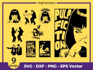 Pulp Fiction Design Pack 90s oldschool svg dxf png eps