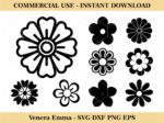 Retro Flower SVG, Shapes Flower Cricut, Flower Outline Silhouette Hippie Groovy Vector