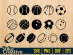 Sports Balls SVG Bundle, Outline Ball PNG DXF EPS