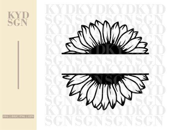 Sunflower Monogram SVG Flower Split Name SVG Vectorency Sunflower Monogram SVG, Flower Split Name