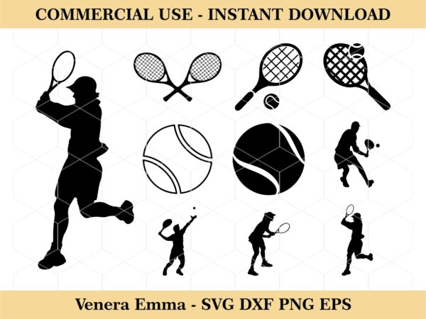 Tennis SVG Bundle, Tennis Racket Cricut, Sports Bundle