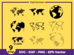 World Map SVG, Map, Earth, World Cut Files Bundle
