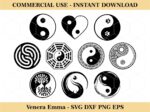 Yin Yang svg, taijitu symbol bundle, vector, dxf and png