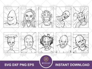Creepy SVG Bundle, Poster Horror Movies, Coloring Page Halloween