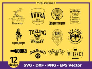 Cricut SVG Collection about Alcohol Bar Drinking Cocktail Vodka Gin Jagermeister Henny New York Captain Rum
