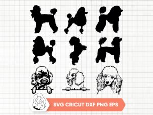 Dog Poodle Silhouette SVG Clipart Line Art