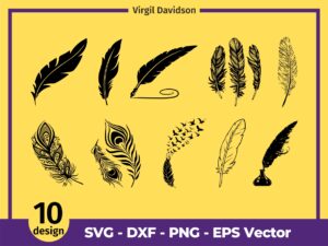 Feathers Clipart Images, Feathers Cut Files, Silhouette