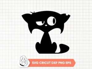 Funny Cat Silhouette Black SVG