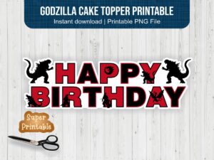 Godzilla cake topper printable png file design