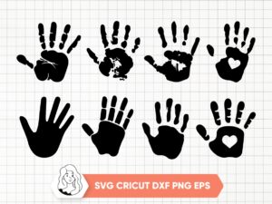 Handprint SVG Bundle, Hand Cut File, Handprint Cricut, Handprint Silhouette