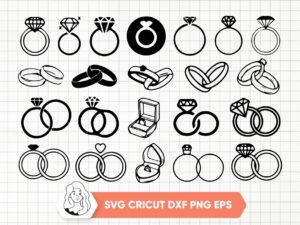 Icon Wedding Ring SVG Bundle, Symbol Engagement Ring
