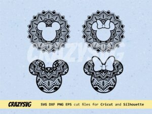 Minnie Mickey Mouse SVG with Flower Mandala, Mickey Head Trending SVG