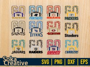 NFL Teams SVG Bundle Go Football with Logo Vector, PNG and DXF