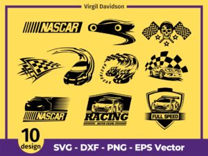Nascar SVG Bundle Piston cup Racing Muscle Car Speedway Nascar Heat Vector Clipart Images