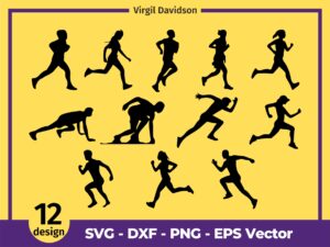Running People SVG, Running Silhouette Black, Sport Clipart