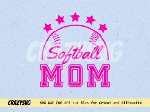 Softball Mom SVG Pink Color PNG