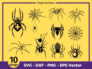 Spider SVG Bundle, 10 Spider Clipart Image Black file