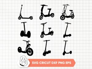 Stepper Scooter Silhouette Bundle file include SVG, DXF, PNG, EPS