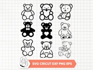 Teddy Bear SVG Bundle, Teddy Bear Cricut, Teddy Bear Vector