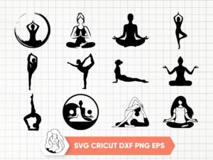 Yoga Cut File Bundle, Meditation, Namaste SVG