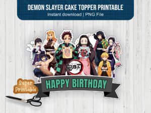 demon slayer cake topper printable instant download demon slayer png