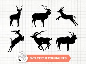 kudu silhouette svg vector bundle