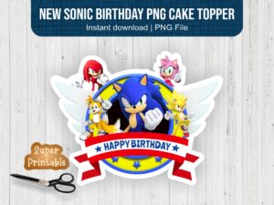 new sonic birthday png cake topper printable