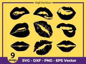 9 Lips Cricut Bundle Lips Silhouette Lip Kissing
