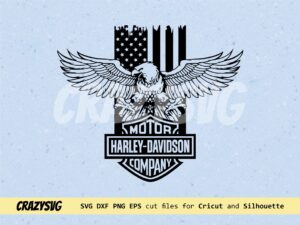 American Eagle SVG with Harley Davidson Logo USA flag